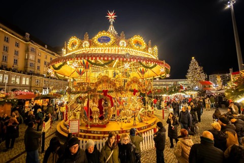 The Dresden Striezelmarkt is a Christmas market in Dresden. It has been held in Advent since 1434,