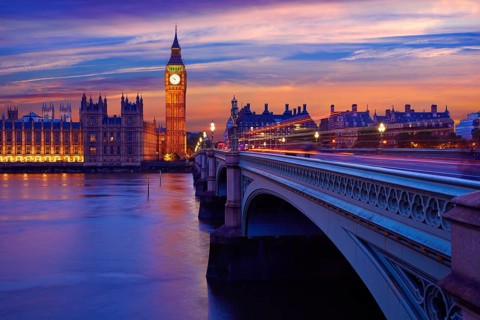 Big Ben Clock Tower London at Thames River England