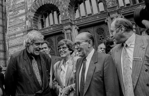 Germany, Berlin, 5 September 1991, Ceremony for the unveiling of the renewed lettering above the