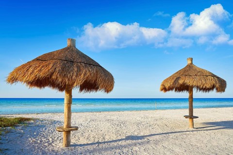 Holbox Island beach sunroof palapa in Quintana Roo of Mexico