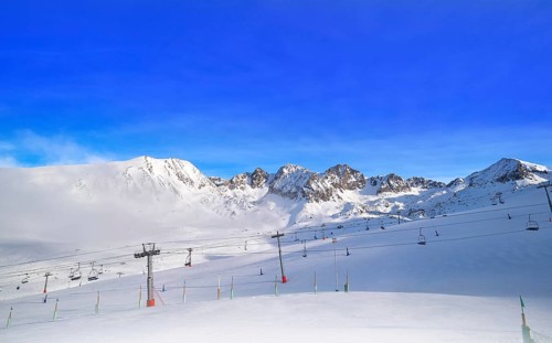 Andorra Pas de la Casa resort in Grandvalira sector at Pyrenees mountains