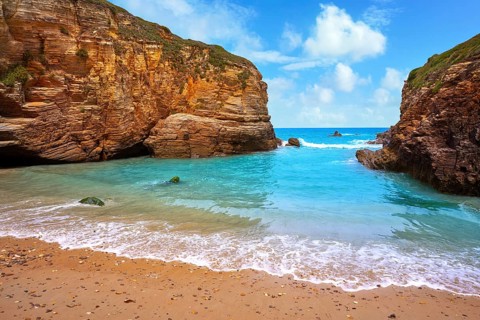 Playa las catedrales Catedrais beach in Ribadeo Galicia of Lugo Spain