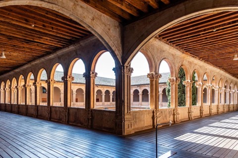 Salamanca, Spain, January 15, 2022: Cloister of The Monastery of San Esteban, Europe