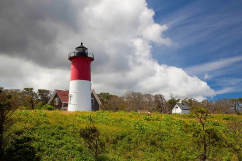 Nauset Light Lighthouse in Eastham, Cape Cod, Maine, New England, USA, North America