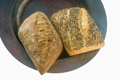Stone oven rolls, Tuscan rolls on a tin plate