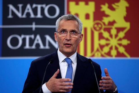 Madrid, Spain - 29 June, 2022: NATO Secretary General Jens Stoltenberg speaks at a press conference