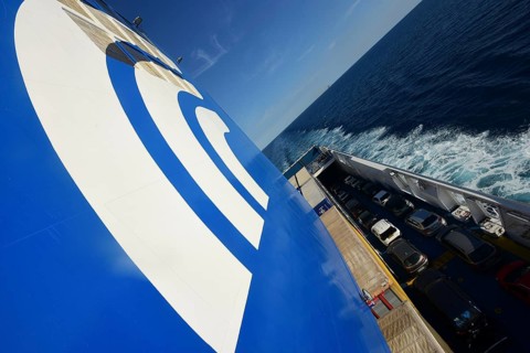 A car ferry of the GNV shipping company on its way from Palermo / Sicily shortly in front of