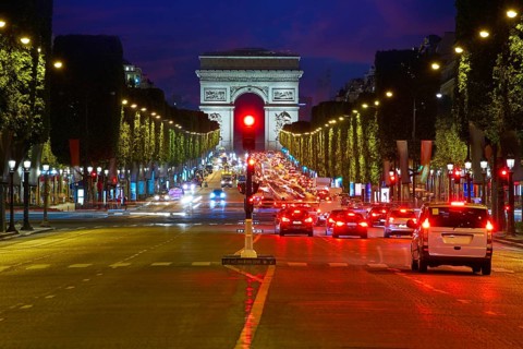 Arc de Triomphe in Paris Arch of Triumph sunset at France