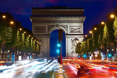 Arc de Triomphe in Paris Arch of Triumph sunset at France