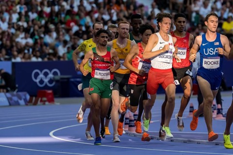 FAID EL MOSTAFA (MAR) of Morocco, competes in the Men's 3000m Steeplechase Round 1 at the Stade de