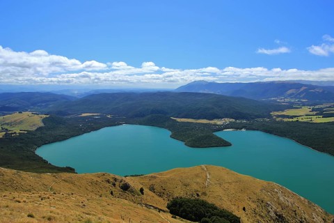 Lake Rotoiti in summer, View from Mt Robert, New Zealand, Oceania