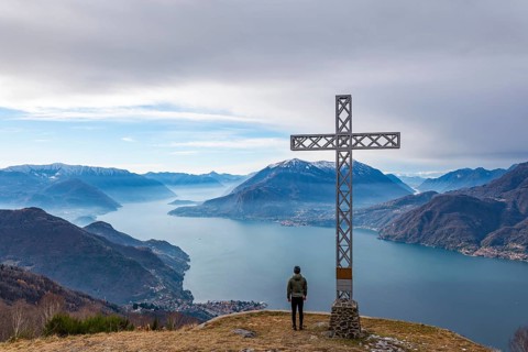 Landscape of Lake Como from Camaggiore Alp in Valsassina