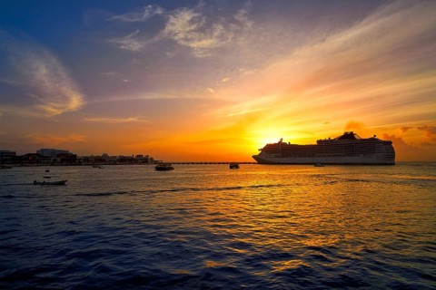 Cozumel island sunset cruise in Riviera Maya of Mayan Mexico