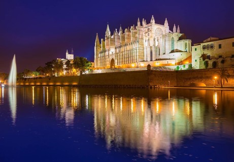 Palma de Mallorca Cathedral Seu sunset in Majorca Balearic islands of Spain