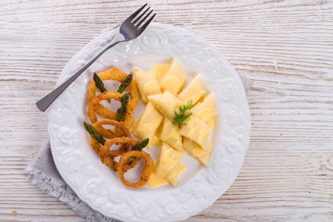 Onion ring white potato dumpling