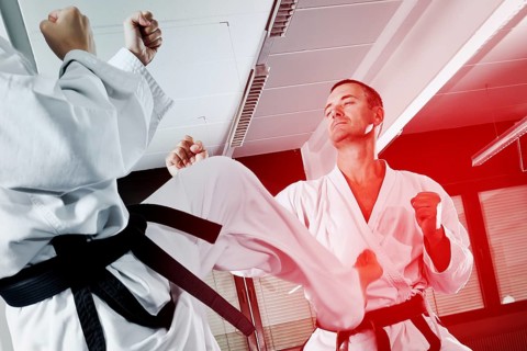 An image of two martial arts masters fighting