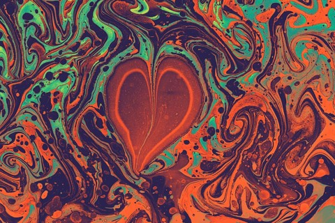 Beautiful abstract art of Ebru marbling painting techniques on water with paints