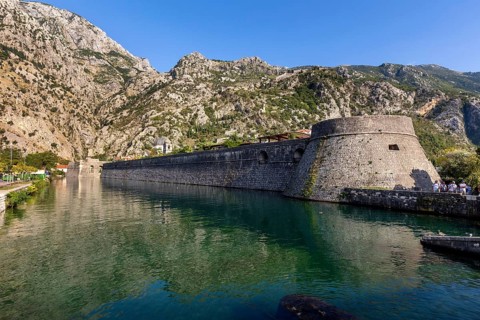 Kotor, Montenegro, September 20, 2023: River canal near the fortress of the old town, Europe