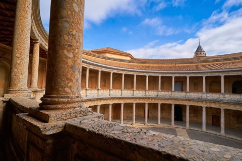 Alhambra Carlos V courtyard in Granada of Spain Andalusia