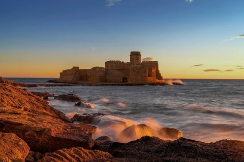 Le Castella, Italy, 11 December, 2023: view of the Le Castella fortress in Isola di Capo Rizzuto at