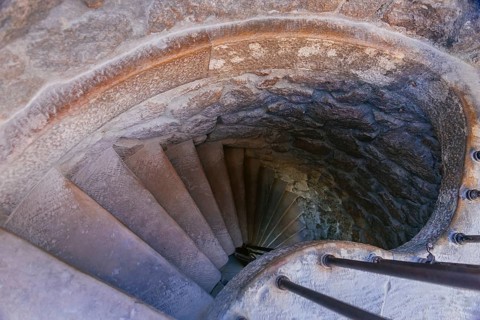 Tower stairs in Quinta da Regaleira, Sintra, Portugal, Europe