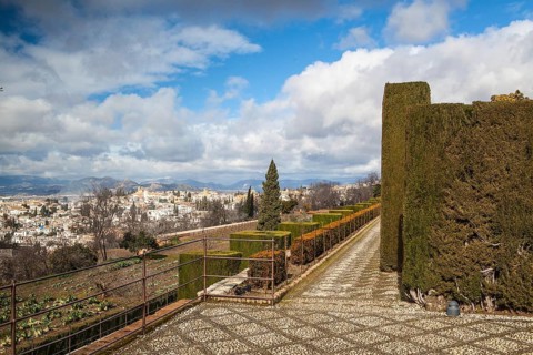 Gardens of La Alhambra in Granada, Spain, Europe
