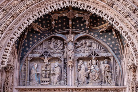 Gothic-Elizabethan facade, church of Santa María la Real, 15th century, Aranda de Duero, Burgos