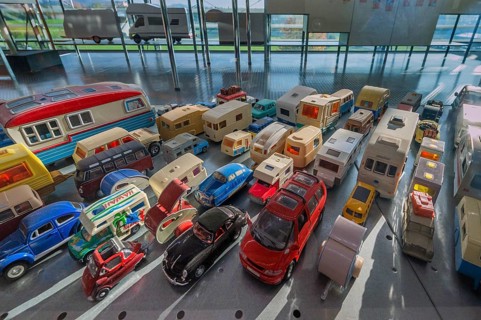 Collection of car and caravan models, interior view, Erwin Hymer Museum, caravans, Bad forest lake,