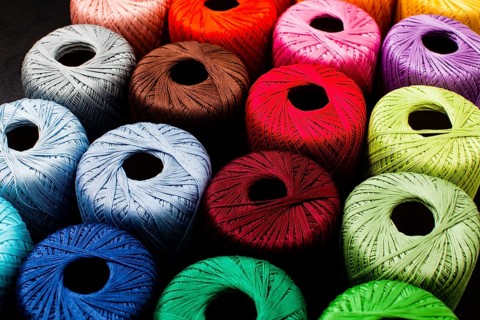 Colored balls of yarn for knitting. Skeins of yarn