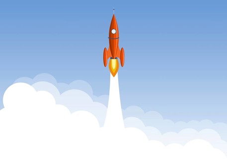 Art launch rocket with sky space. Startup concept