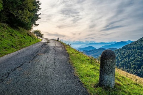 Alpine road in the alps of Lake Como