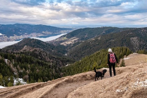 Hiking during early spring in the Bavarian alps near Tegernsee, Germany, Europe
