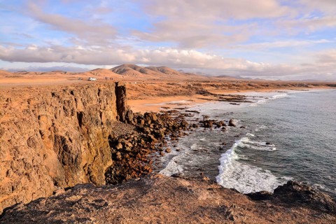 Spanish View Landscape in El Cotillo Fuerteventura Tropical Volcanic Canary Islands Spain