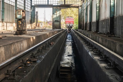 Depot repair trains. Natural light. Bulgaria