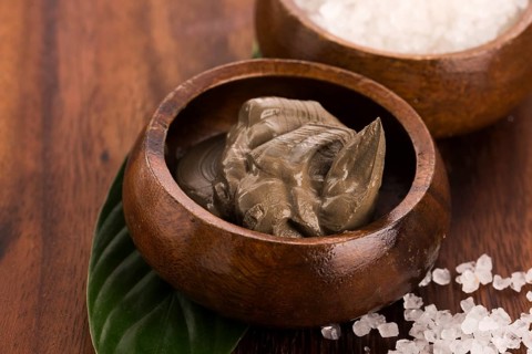 Dead Sea mud and salt in a bowl