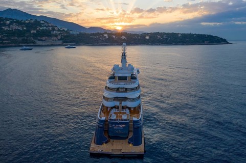 Aerial view of 133 metre motor yacht AL MIRQAB, delivered in 2008 by the German shipyard Kusch