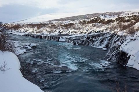 At the lava waterfall