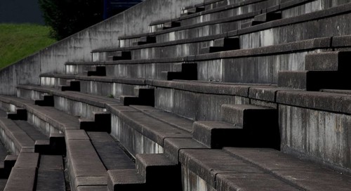 Firminy, stadium, Le Corbusier, posthumous 1966-1969, grandstand seats