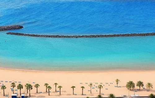Beach Las Teresitas in Santa cruz de Tenerife north at Canary Islands