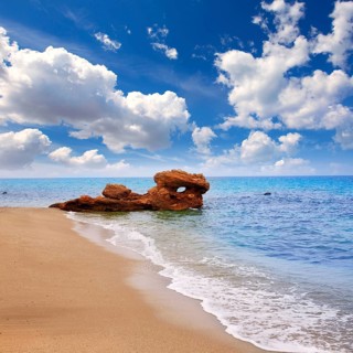 Almeria Mojacar beach in Mediterranean sea of Spain