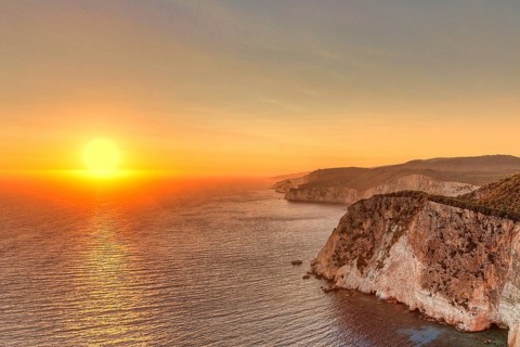 The famous sunset at Keri in Zakynthos island, Greece, Europe