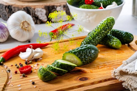 Fresh pickled cucumber with knob, (Polish malosolne)