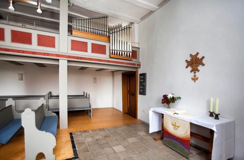 Huguenot church building, Friedrichsdorf, Hofgeismar, Weserbergland, Hesse, Germany, Europe