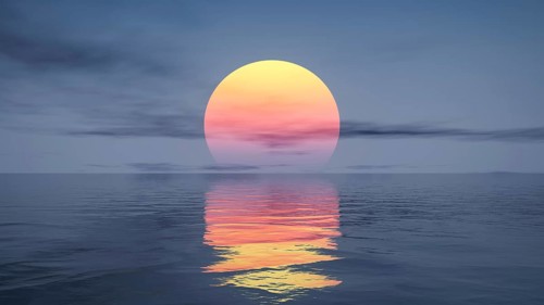 A great sunset over the ocean. 3d illustration