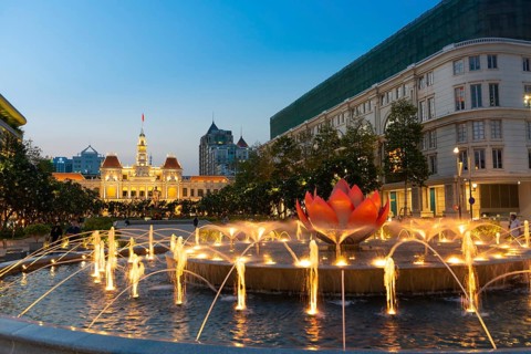 Fountain And Square Near Ho Chi Minh City Hall, Vietnam, Asia