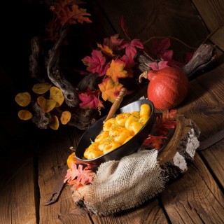 Delicious autumnal dumplings with hokkaido pumpkin puree