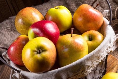 Fresh autumn apples in the basket