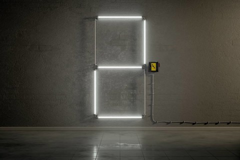 3d rendering of neon tubes building the number two
