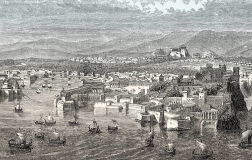 Reconstruction of the Long Walls connecting Athens to its port at Piraeus in ancient Greece