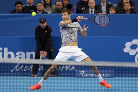 Sofia, Bulgaria - February 12, 2017: Grigor Dimitrov (pictured) from Bulgaria plays against David